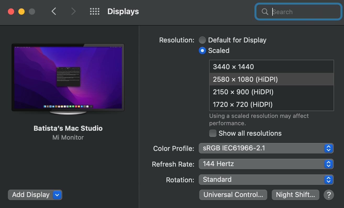 High Refresh Rate HiDPI For 1440P Screens On Apple Silicon Macs