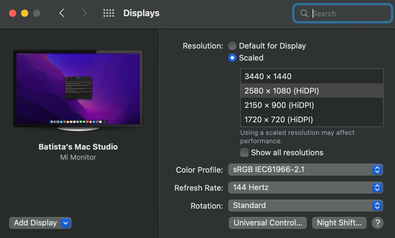 macOS Displays